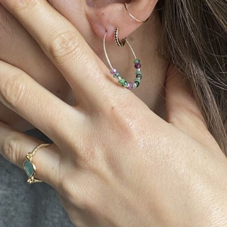 Créoles fines simples en argent ou plaqué or 15 mm- Bijoux délicat