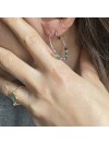 Boucles d'oreilles créoles 30 mm en argent avec pierre fine en rubis soizite vert/rose indien - Bijoux fins et modernes