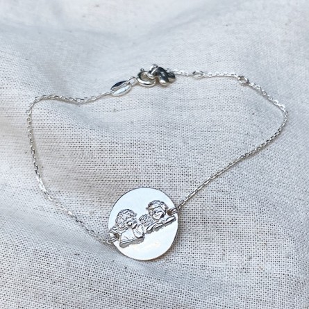Bracelet médaille Ange ronde sur chaine fine en plaqué or - Bijoux fins et fantaisies tendances