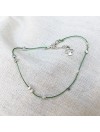 Bracelet fil de soie céladon et perles en argent - Bijoux fins et originaux