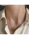 Collier médaille ronde dentelle sur chaîne  en plaqué or - Bijoux fins et intemporels