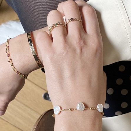 Bracelet chaine plaqué or pierre rubis soizite médaille pièce de monnaie - Bijoux fins et tendances