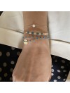 Bracelet sur chaine en plaqué or pierre ronde perle d'eau douce - Bijoux fins et intemporels