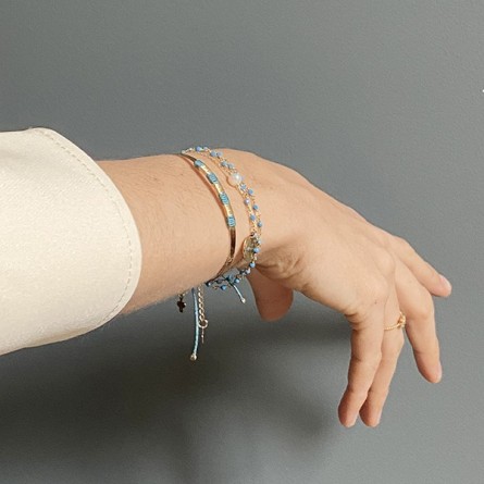 Jonc martelé ethnique en plaqué or - Bijoux fins  et ethniques