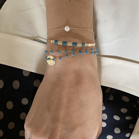 Jonc martelé ethnique en plaqué or - Bijoux fins  et ethniques