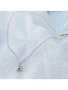 Collier sur chaine plaqué or médaille martelée pierre bleue saphir - Bijoux fins de créateur