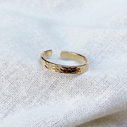 Bague anneau simple martelé en plaqué or ajustable - bijoux fins et intemporels