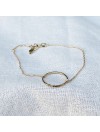 Bracelet en plaqué or anneau martelé 20 mm sur chaine - bijoux fins et intemporels