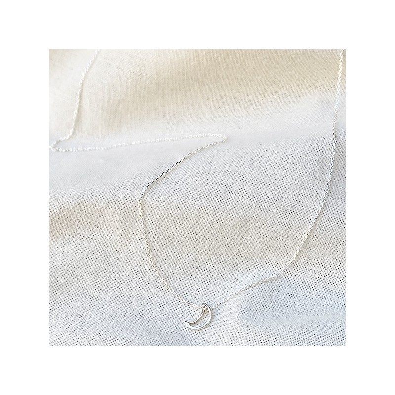 Collier lune évidée sur chaine en Argent - bijoux fins et fantaisies