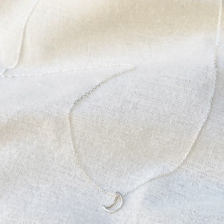 Collier lune évidée sur chaine en Argent - bijoux fins et fantaisies