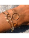 Bracelet en plaqué or anneau martelé 20 mm sur chaine - bijoux fins et intemporels