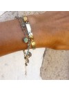 Bracelet sur chaine plaqué or et perles bleu turquoise - Bijoux fins et fantaisies