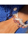 Bracelet en plaqué or et argent tissu liberty charms nacre - bijoux fantaisies et originaux