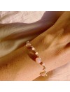 Bracelet plaqué or sur chaine de pierres fines en Pierre de lune rose - Bijoux originaux tendances