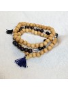 Bracelet perles en bois coquillage en argent ou plaqué or - Bijoux de créateur