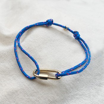 Mousqueton en plaqué or sur cordon bateau bleu ajustable - bijoux intemporels de créateur