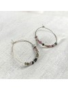 Boucles d'oreilles créoles 30 mm en argent avec pierre fine en tourmaline multicolore - Bijoux fins et modernes