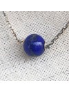 Collier sur chaine en argent pierres rondes lapis lazuli bleu klein - Bijoux fins et intemporels