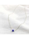Collier sur chaine en argent pierres rondes lapis lazuli bleu klein - Bijoux fins et intemporels