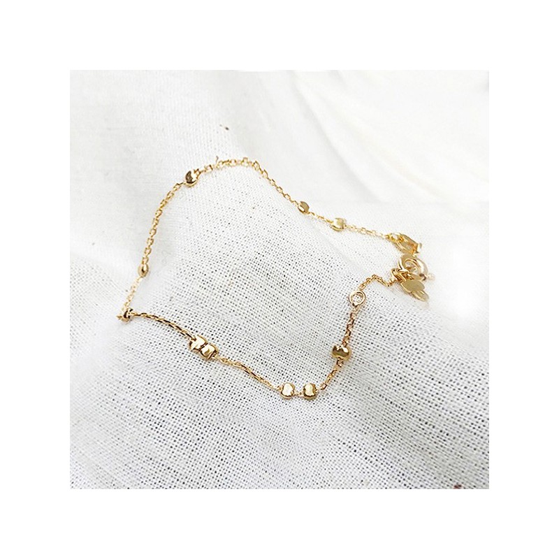 Bracelet sur chaîne en plaqué or et perles à écraser aléatoires - Bijoux fins et intemporels