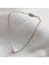 Bracelet sur chaine en argent pierre ronde perle d'eau douce - Bijoux fins et intemporels