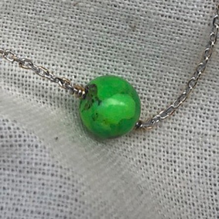 Bracelet sur chaine en argent pierre ronde turquoise mojave - Bijoux fins et intemporels