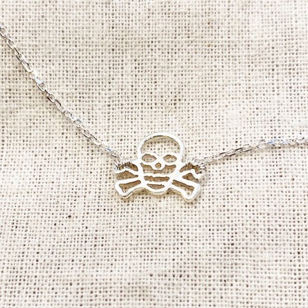 Bracelet tête de mort évidée sur chaine en argent - bijoux fins et fantaisies