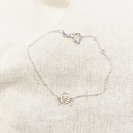 Bracelet tête de mort évidée sur chaine en argent - bijoux fins et fantaisies