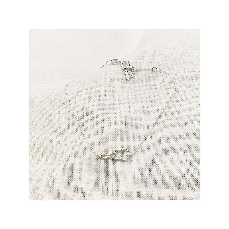 Bracelet guitare évidée sur chaine en argent - bijoux fins et fantaisies
