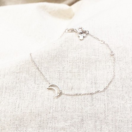 Bracelet lune évidée sur chaine en argent - bijoux fins et fantaisies