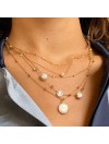 Collier sur chaine perlée en plaqué or et pierres fines en perle d'eau douce - Bijoux fins et fantaisies tendances