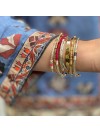 Jonc martelé ethnique en plaqué or et argent fil et couleur 15 anneaux - Bijoux originaux de créateurs