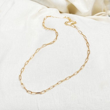 Collier sur chaine à maillons allongés en plaqué or - Bijoux femme tendances