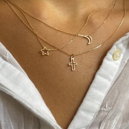 Collier croix évidée sur chaine en plaqué or - bijoux fins et fantaisies