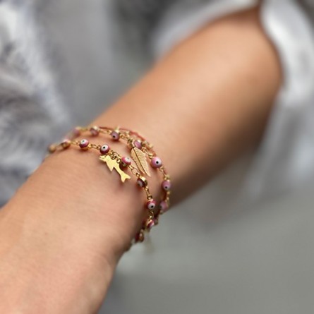 Bracelet sur chaine œil turquoise en plaqué or - Bijoux fins et fantaisies