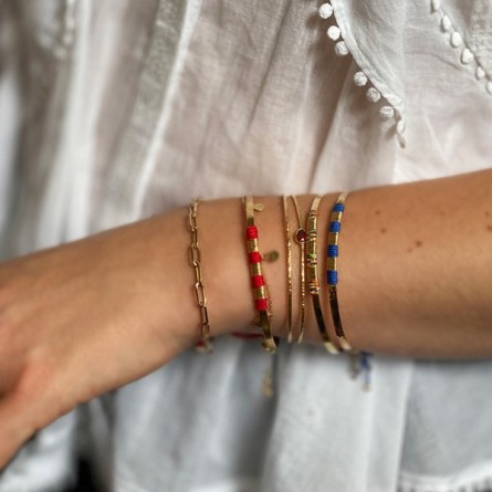 Jonc martelé ethnique en plaqué or - Bijoux fins  et ethniques