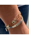 Bracelet sur chaine perlée en plaqué or et pierres fines en Spinelle - Bijoux fins et tendances