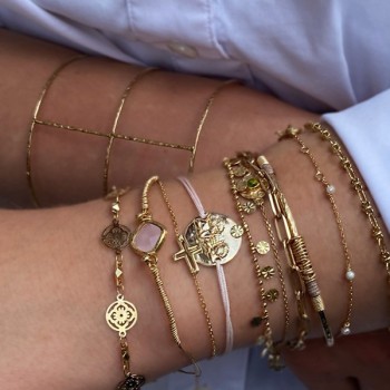 Bracelet chaine plaqué or à maillons irréguliers ciselés - bijoux fins et modernes