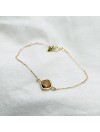 Bracelet sur chaine plaqué or et pierre sertie taupe - bijoux fins et tendances