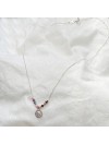 Collier sur chaine en argent pierres fines tourmaline médaille ronde martelée - Bijoux fins et tendances