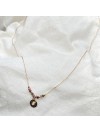 Collier sur chaine en plaqué or pierres fines tourmaline médaille ronde martelée - Bijoux fins et tendances