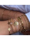Jonc martelé ethnique en plaqué or et argent fil et couleur 15 anneaux - Bijoux originaux de créateurs