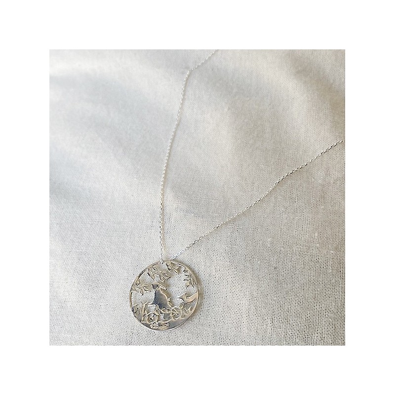 Collier 4 saisons médaille été sur chaine en argent - Bijoux fins et fantaisies