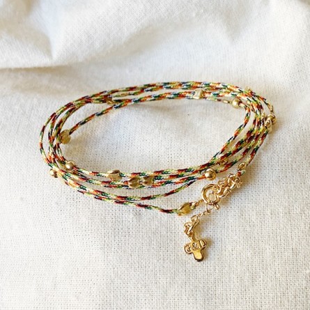 Bracelet lien multicolore perles en plaqué or - Bijoux fins et fantaisies originaux