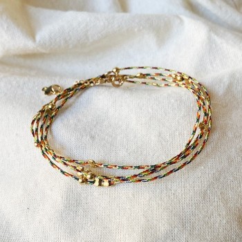 Bracelet lien multicolore perles en plaqué or - Bijoux fins et fantaisies originaux
