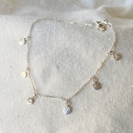 Bracelet sur chaine argent minis médailles martelées - Bijoux fins et intemporels