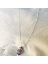 Collier médaille poupée russe en émaille bleue sur chaine argent - Bijoux fins et fantaisies