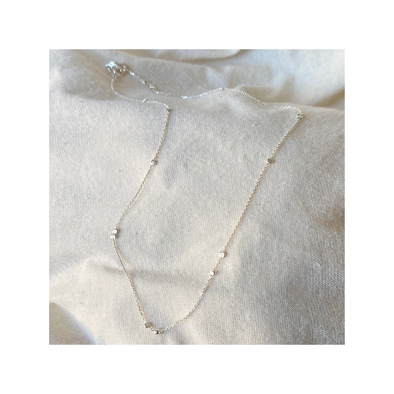 Collier petites perles à écraser irrégulières sur chaine en argent - Bijoux fins et intemporels