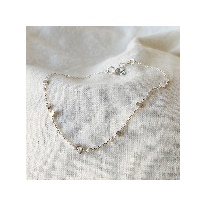 Bracelet sur chaîne en argent et perles à écraser aléatoires - Bijoux fins et intemporels
