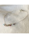 Bracelet anneaux perlés multicolores sur chaine en argent - Bijoux fins et originaux